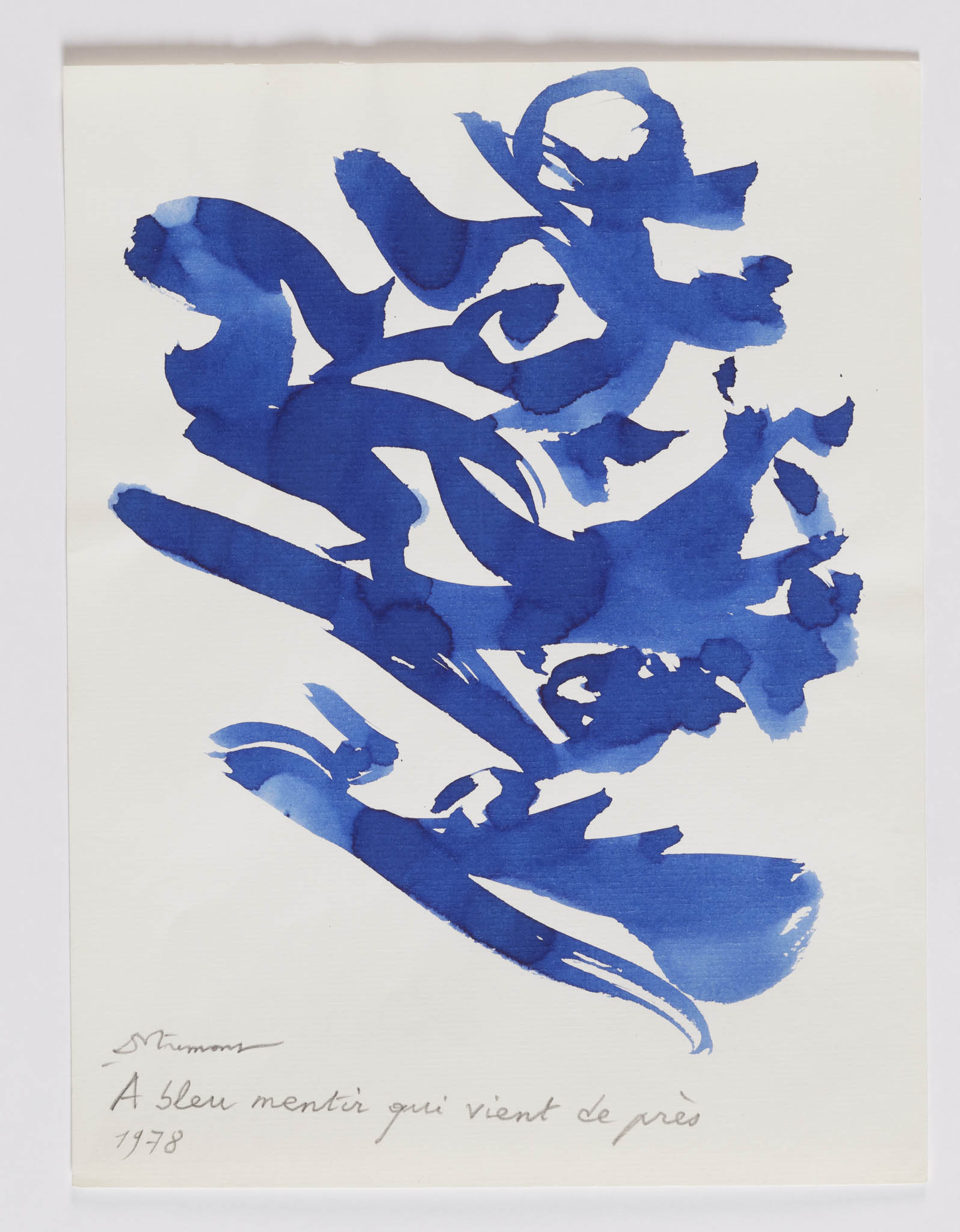 Christian Dotremont, A bleu mentir qui vient de près, logogramme, 1978